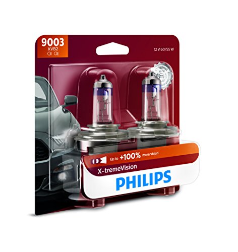 Philips Automotive Lighting 9003 X-tremeVision Upgrade Headlight Bulb with up to 100% More Vision, 2 Pack