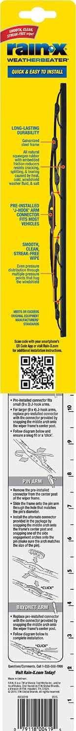 Rain-X RX30219 WeatherBeater Wiper Blades, 19" Windshield Wipers (Pack Of 1), Automotive Replacement Windshield Wiper Blades That Meet Or Exceed OEM Quality And Durability Standards