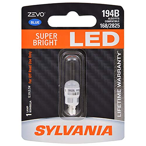 SYLVANIA - 194 T10 W5W ZEVO LED Blue Bulb - Bright LED Bulb, Ideal for Interior Lighting (Contains 1 Bulb)