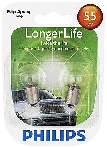 Philips 55 LongerLife Miniature Bulb, 2 Pack