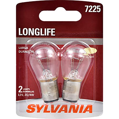 SYLVANIA - 7225 Long Life Miniature - Bulb, Ideal for Brake, Side Marker, and Tail Applications (Contains 2 Bulbs)