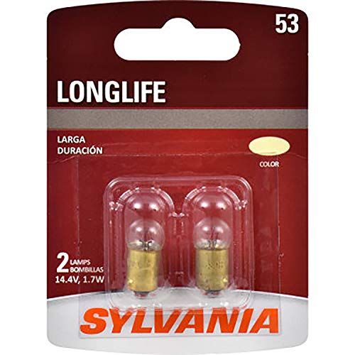 SYLVANIA - 53 Long Life Miniature - Bulb, Ideal for Clock, Courtesy, Glove Box and More (Contains 2 Bulbs)