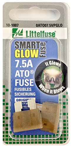 Littelfuse 0ATO07.5VPGLO ATO SmartGlow 12 Volt DC 7.5 Amp Fuse, (Pack of 2)