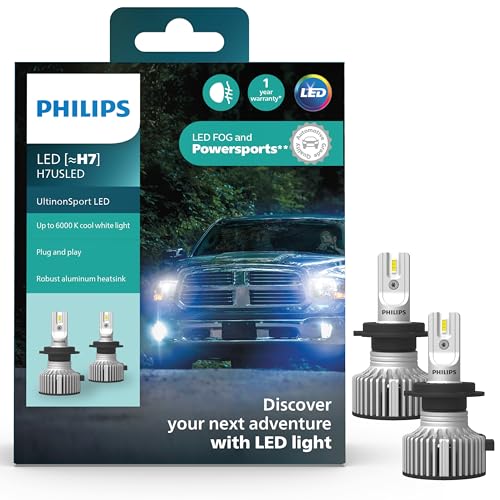 Philips UltinonSport H7 LED Bulb for Fog Light and Powersports Headlights, 2 Pack
