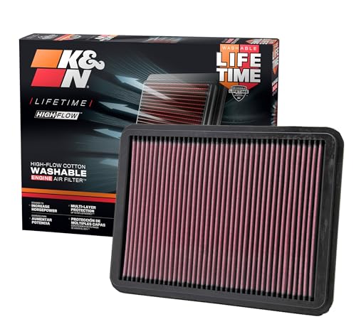 K&N High-Flow Original Lifetime Engine Air Filter: Increase Power & Towing, Washable, Premium, Replacement Air Filter: Compatible with 2000-2015 Toyota/Lexus (4 Runner, Sequoia, Tundra, GX470) 33-2144