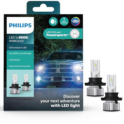 Philips UltinonSport 9008 LED Bulb for Fog Lights and Powersports Headlights, 2 Pack Clear