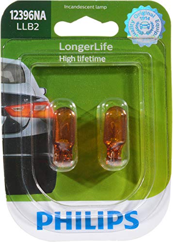 Philips Automotive Lighting 12396NA LongerLife Miniature Bulb, 2 Pack, 12396NALLB2