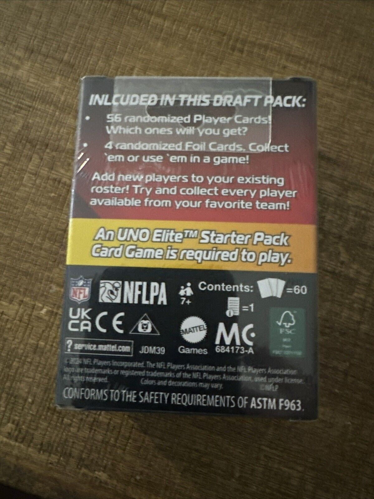 2024 NFL UNO Elite  Starter Pack and Draft pack - 8 collectible Foil Cards Incl.