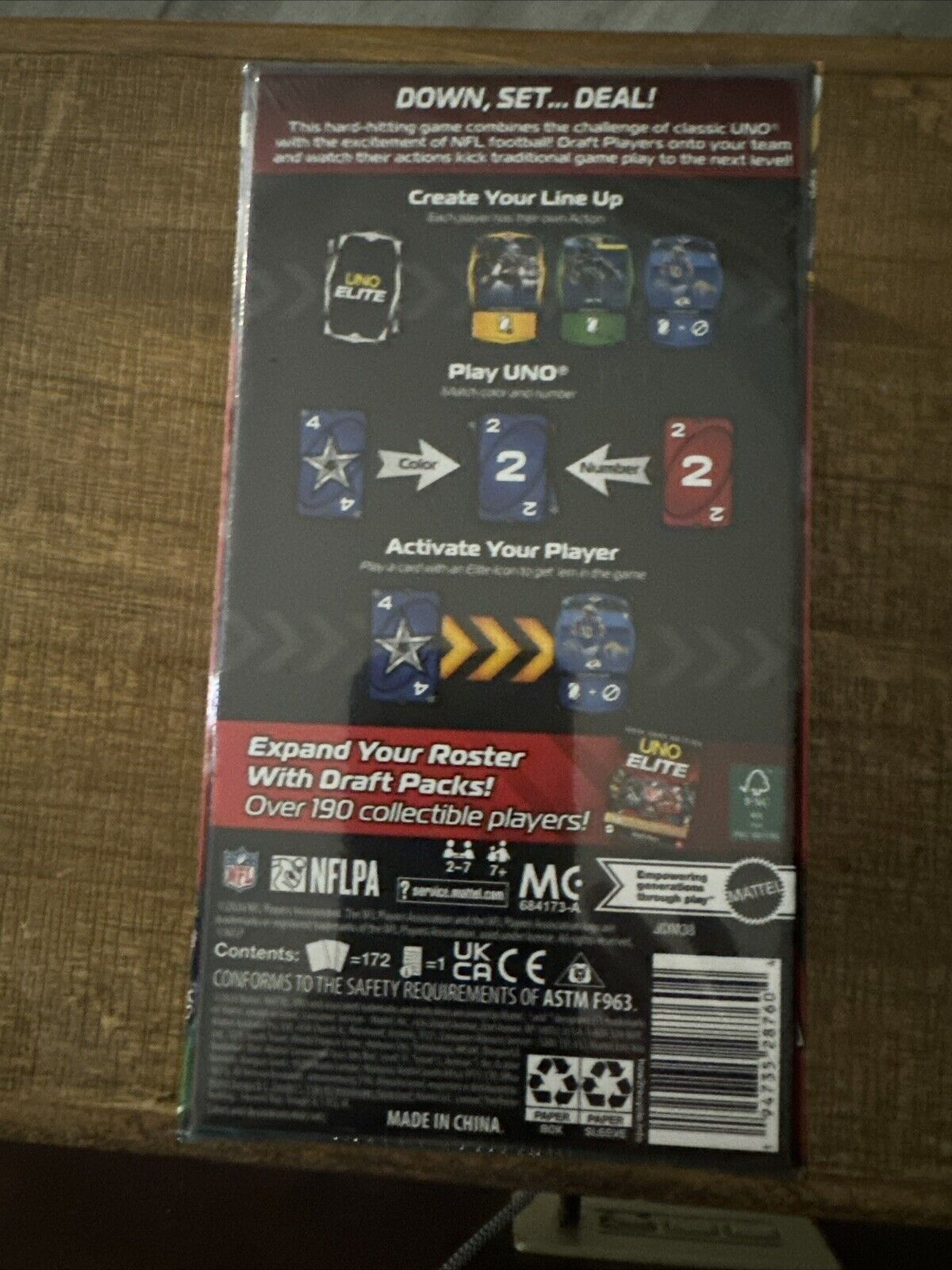 2024 NFL UNO Elite  Starter Pack and Draft pack - 8 collectible Foil Cards Incl.