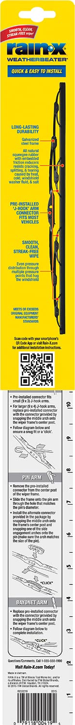 Rain-X RX30219 WeatherBeater Wiper Blades, 19" Windshield Wipers (Pack Of 1), Automotive Replacement Windshield Wiper Blades That Meet Or Exceed OEM Quality And Durability Standards