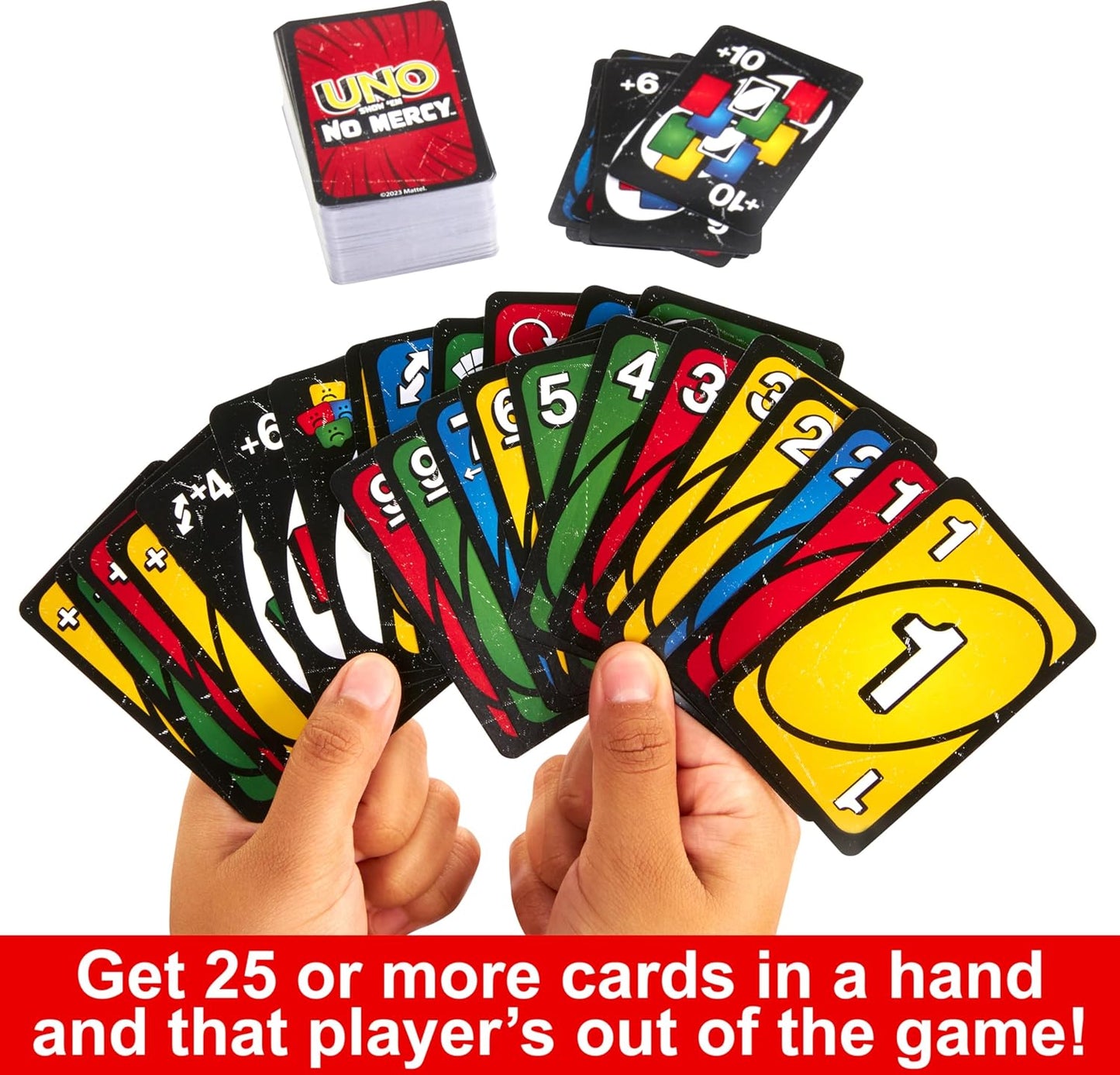Mattel Games UNO Show â€˜em No Mercy Card Game for Kids, Adults & Family Parties and Travel With Extra Cards, Special Rules and Tougher Penalties