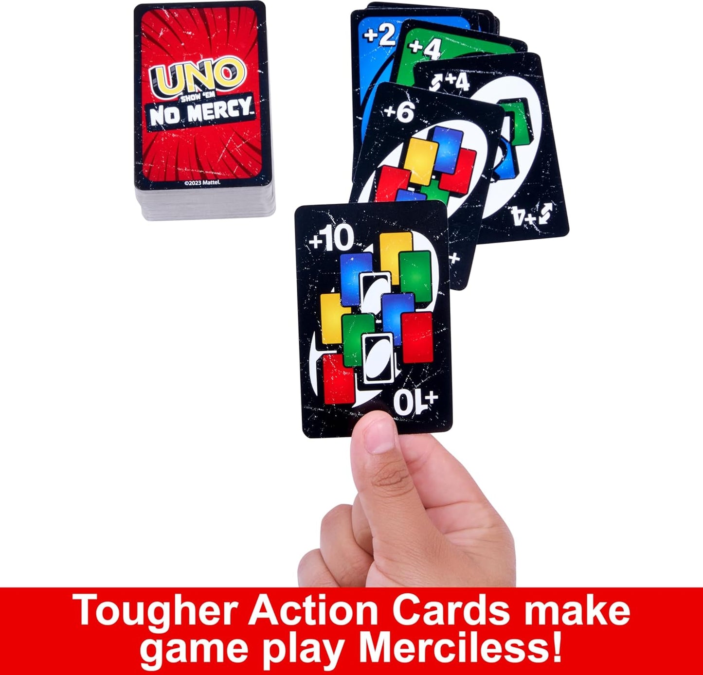 Mattel Games UNO Show â€˜em No Mercy Card Game for Kids, Adults & Family Parties and Travel With Extra Cards, Special Rules and Tougher Penalties