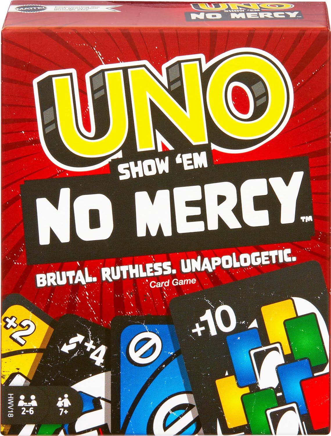 Mattel Games UNO Show â€˜em No Mercy Card Game for Kids, Adults & Family Parties and Travel With Extra Cards, Special Rules and Tougher Penalties